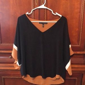 WHITE HOUSE BLACK MARKET Top~~Size Small. Black w/ rust and white